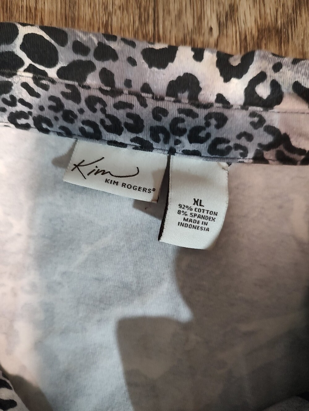 Kim Rogers Black & White Animal-Print Bomber Jacket Size XL - Picture 5 of 6